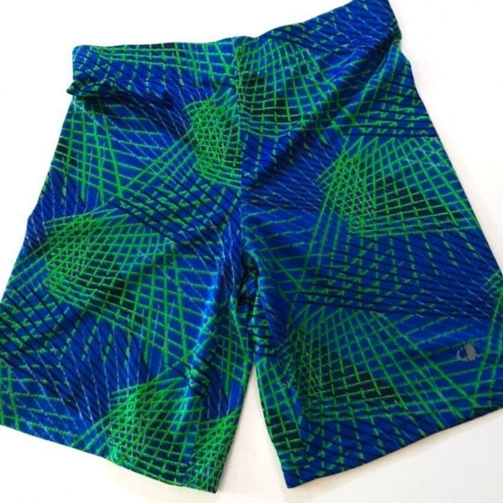 Boys And Mens Swimsuits Electric Blue and Neon Green Geometrics‎ sz 35